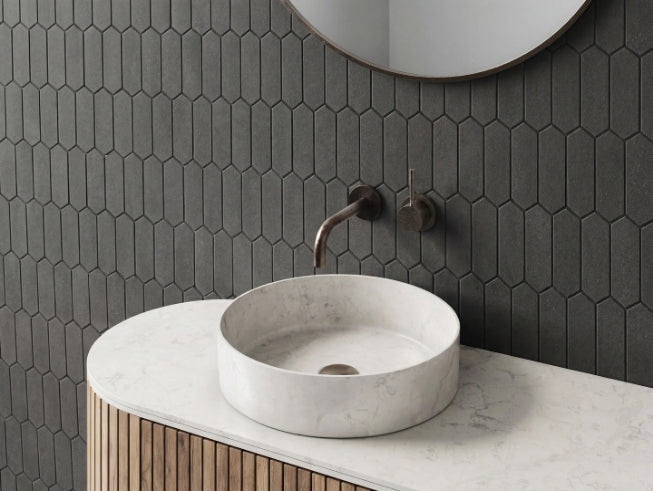 SOLID LAVA GREY Hex Flat Brushed Mosaic