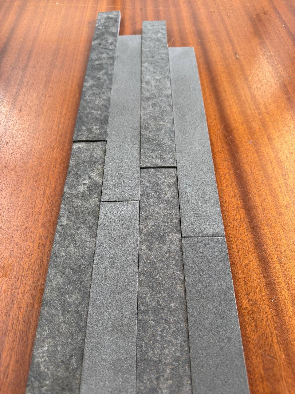 SOLID LAVA GREY Strip Brushed & Flamed/Brushed Mix Ledger Wall Veneer