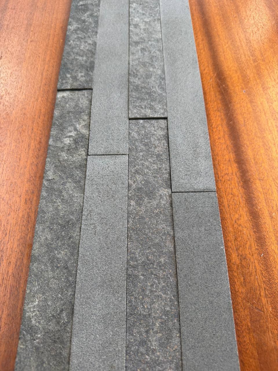 SOLID LAVA GREY Strip Brushed & Flamed/Brushed Mix Ledger Wall Veneer