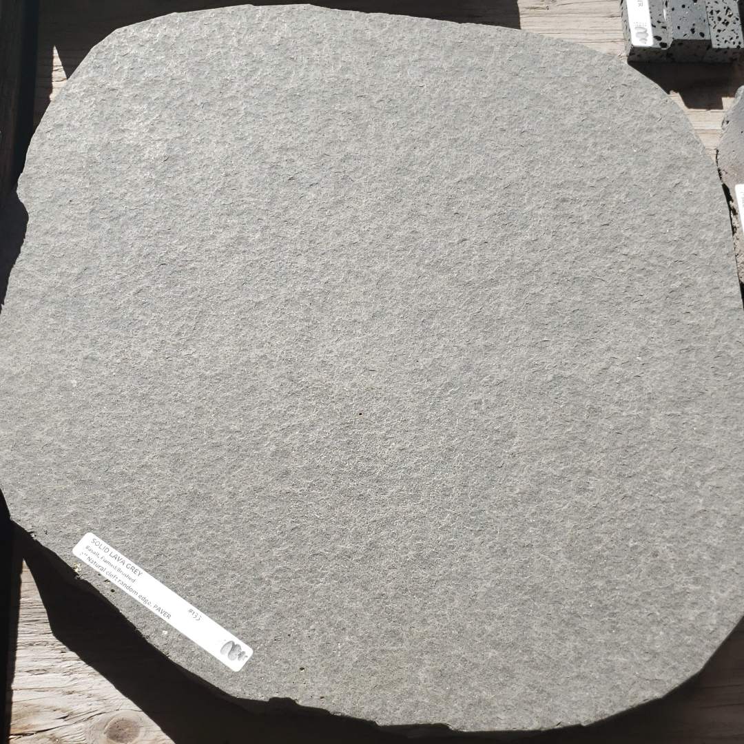 SOLID LAVA GREY - ROUND RANDOM, Basalt Flamed/Brushed - 24" & up x 2" Paver & Flagstone