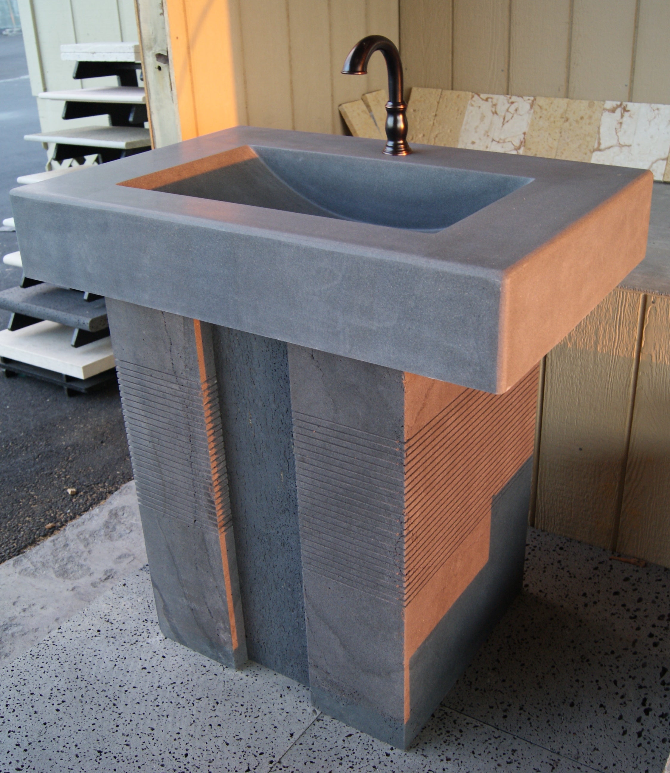 SOLID LAVA GREY Basalt Honed/Filled, Straight & Bowl Sink