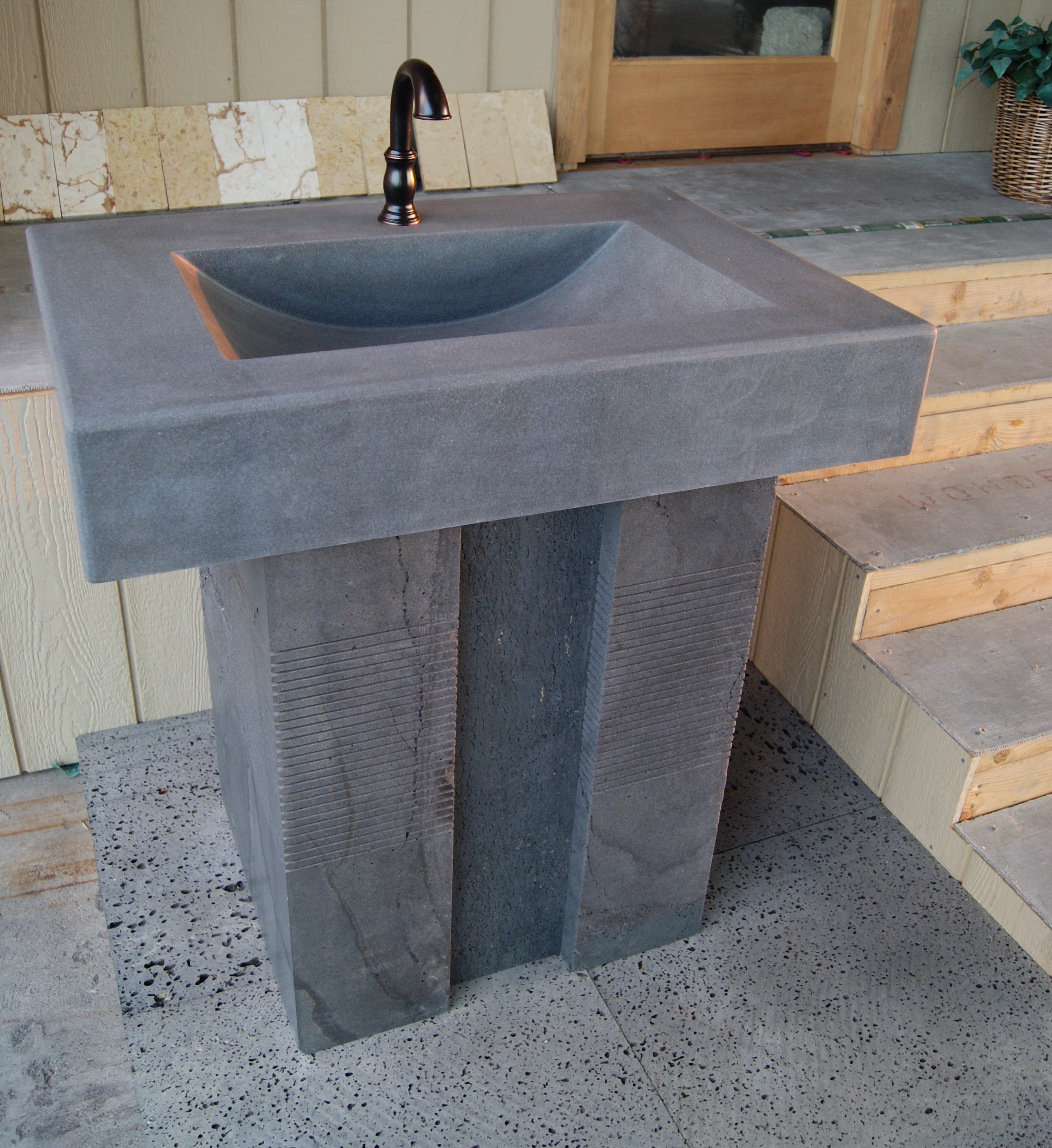 SOLID LAVA GREY Basalt Honed/Filled, Straight & Bowl Sink