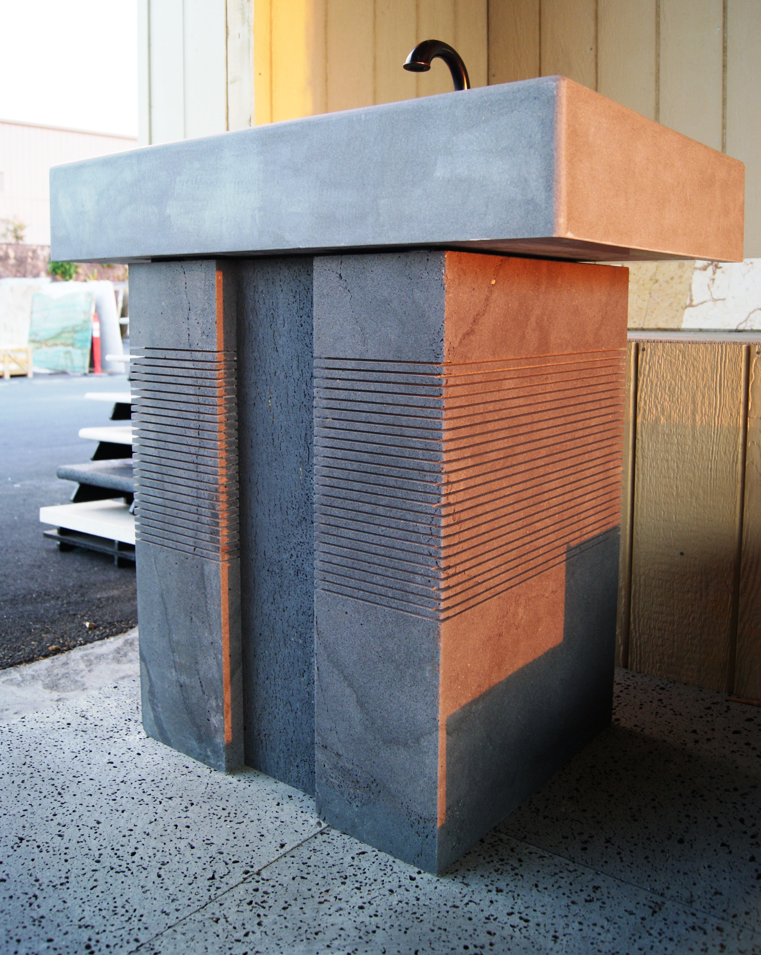 SOLID LAVA GREY Basalt Honed/Filled, Straight & Bowl Sink