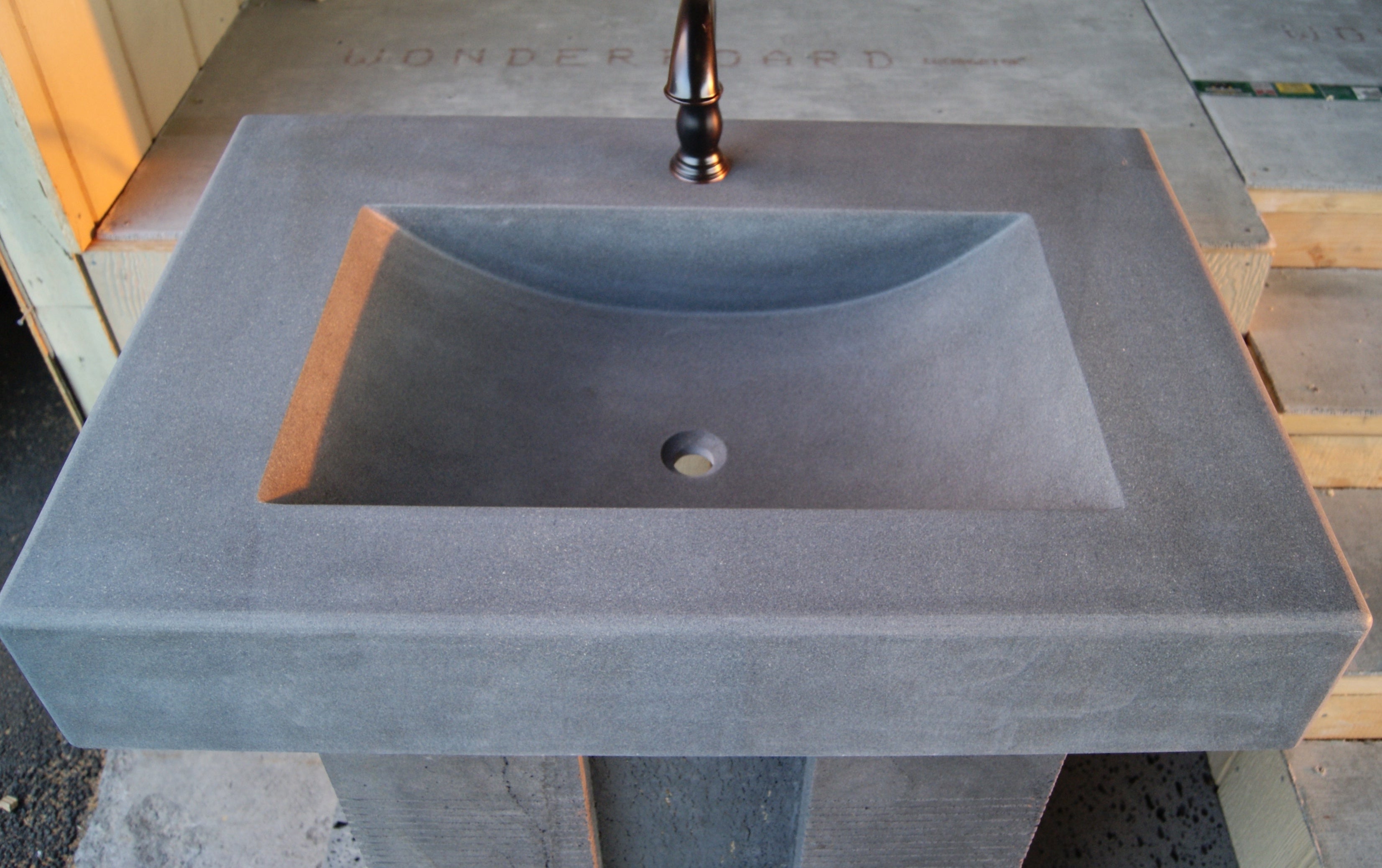 SOLID LAVA GREY Basalt Honed/Filled, Straight & Bowl Sink