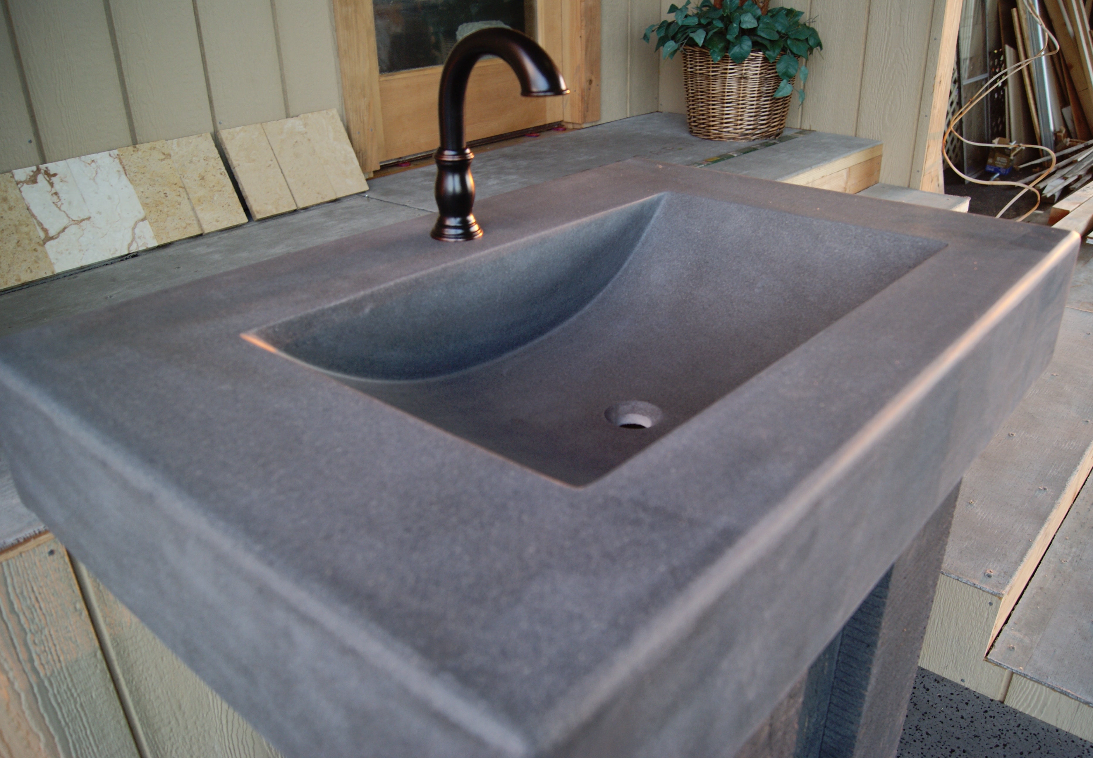 SOLID LAVA GREY Basalt Honed/Filled, Straight & Bowl Sink