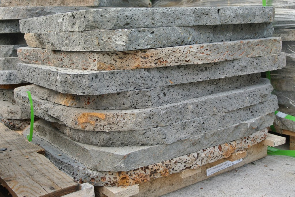 PUKA LAVA GREY - SQUARE RANDOM, Basalt Brushed - 24" diameter x 1.5" thick Paver