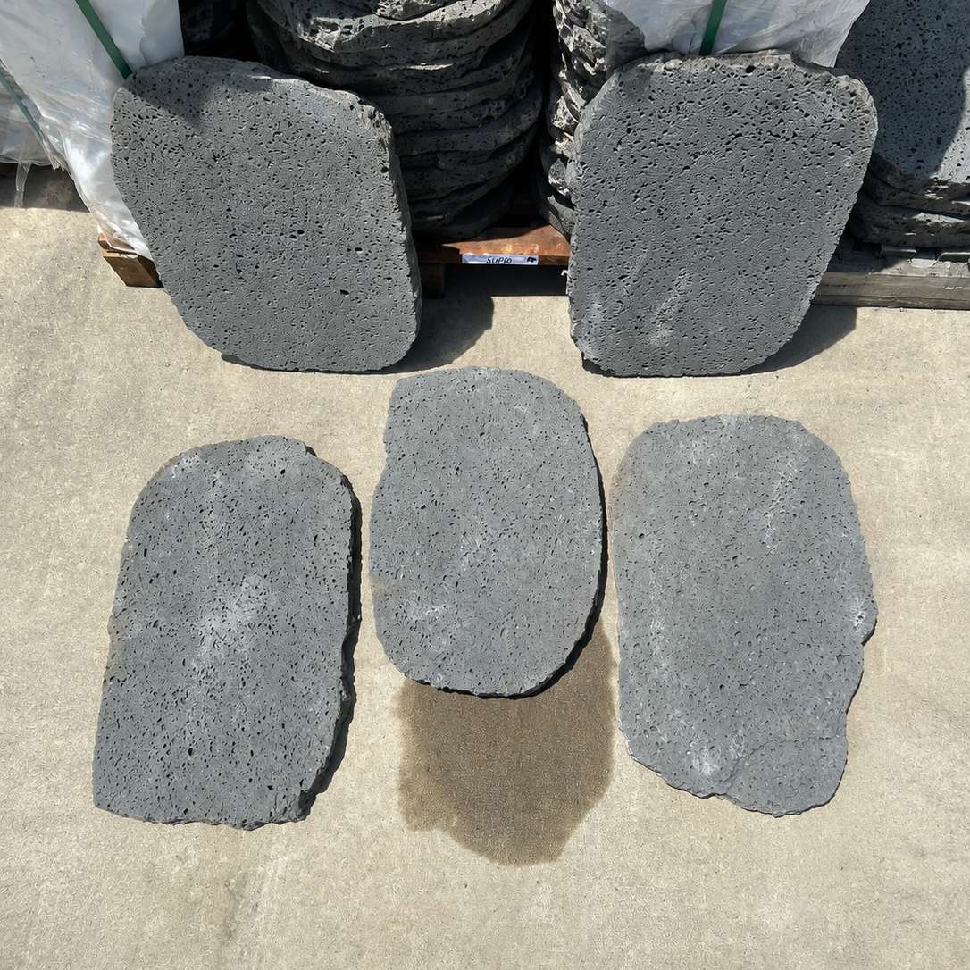 PUKA LAVA GREY - SUEDE OVAL RANDOM EDGE, Basalt SUEDE - 24" x 16" x 1 1/2" Paver (2.66 SF/PC)