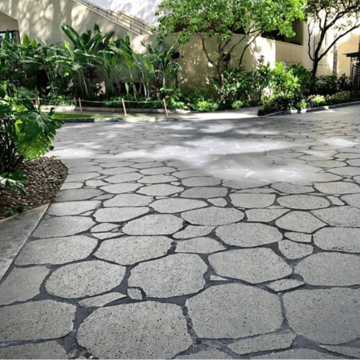 SOLID LAVA GREY - ROUND RANDOM, Basalt Flamed/Brushed - 24" & up x 2" Paver & Flagstone