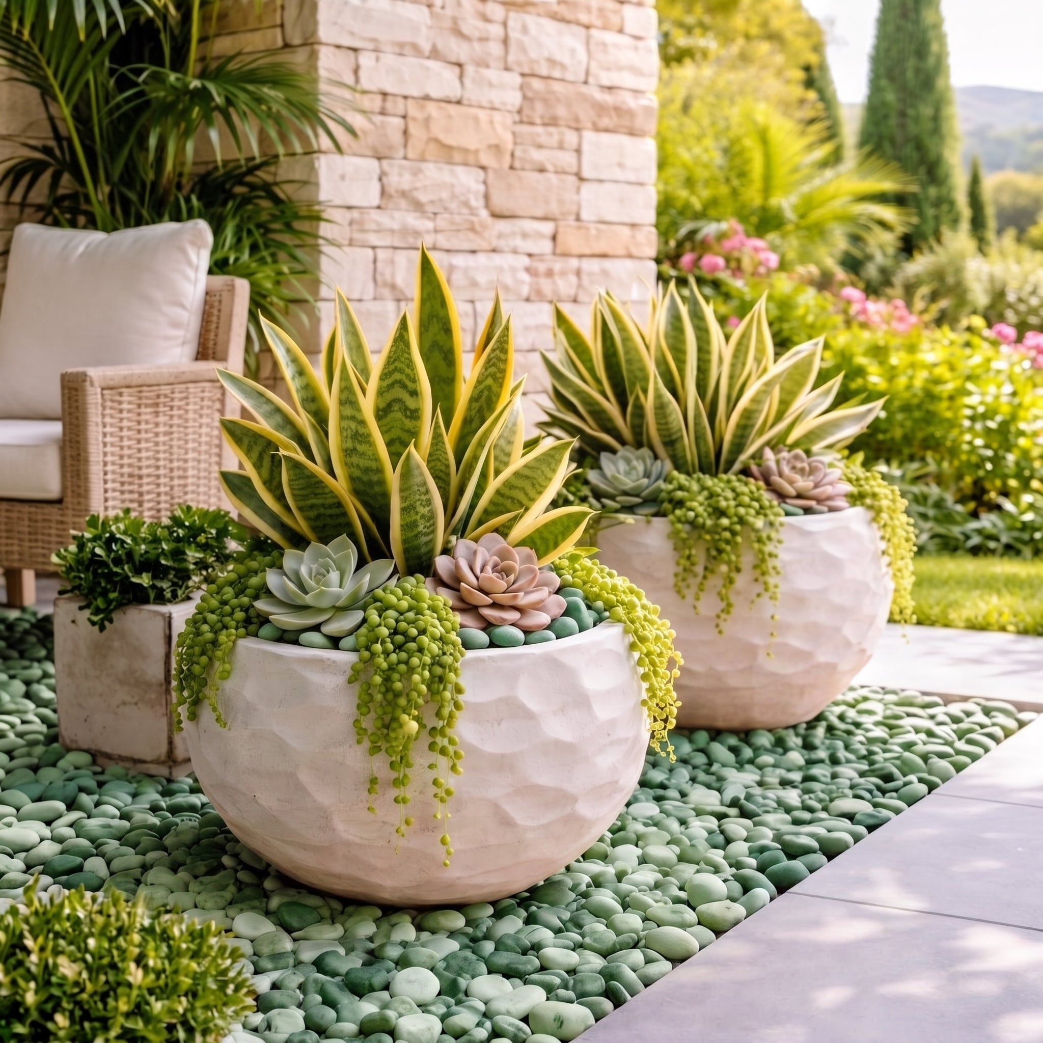GREEN Polished Tumbled Garden Pebbles
