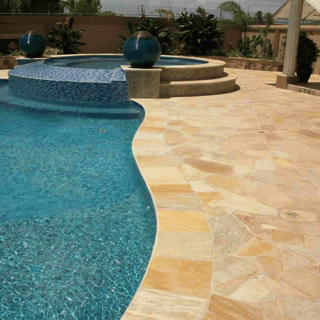 DAFFODIL YELLOW Split-Face Pool Coping - Hawaii Stone