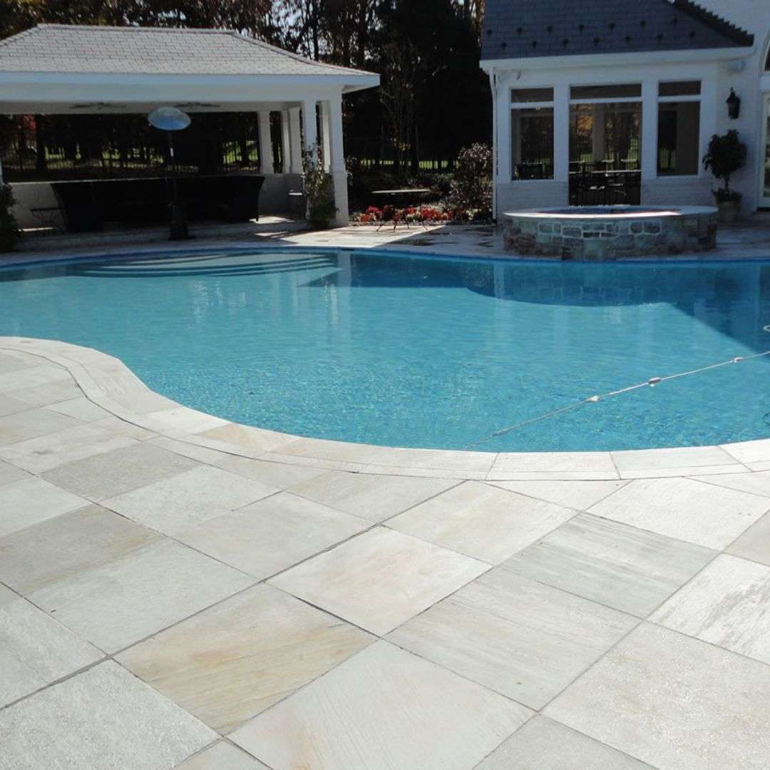 Spli Pool LILLY WHITE Split-Face Pool Coping - Hawaii Stone