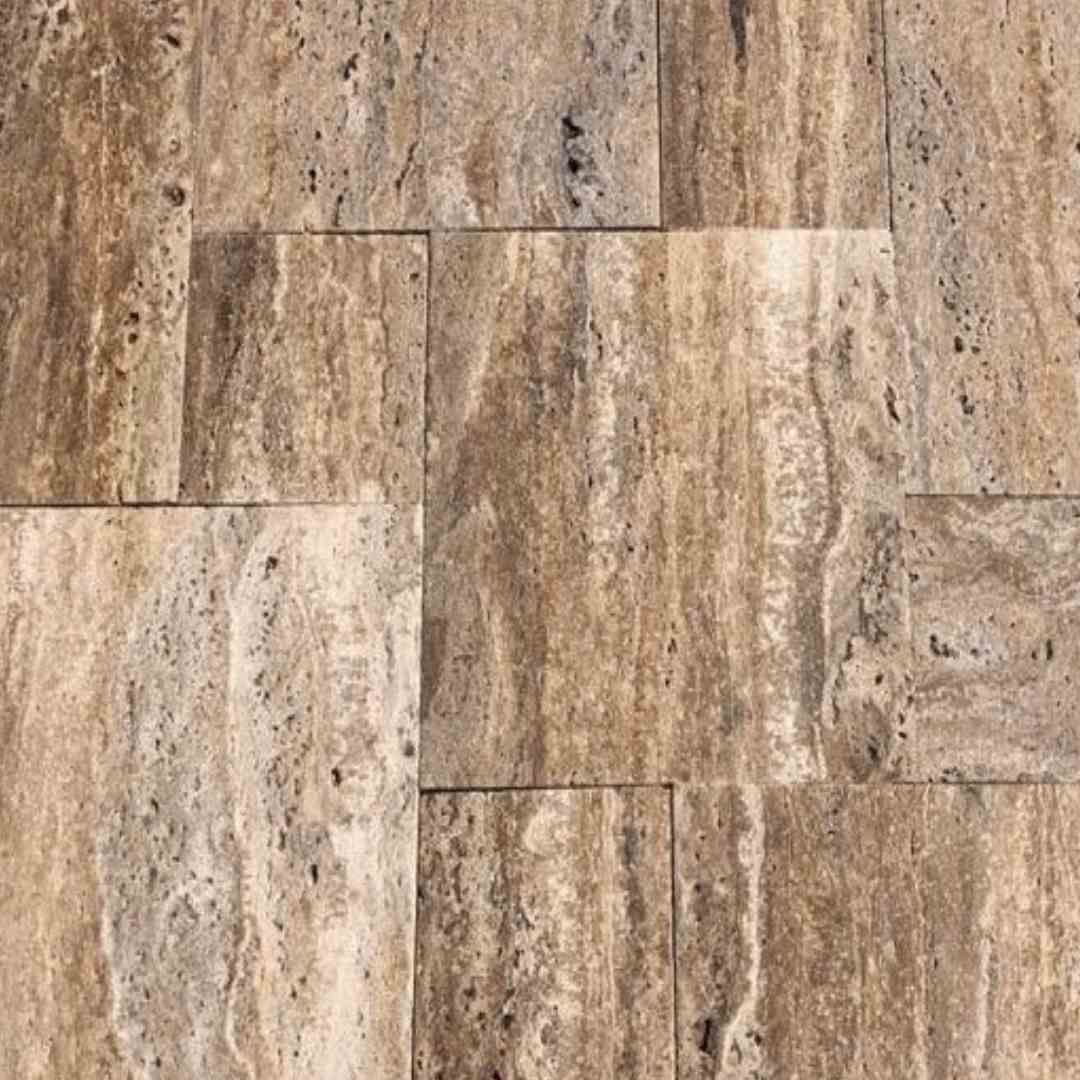 Brow Color Stone Sample PETRA Brushed-Unfilled Tumbled Edge Paver - Hawaii Stone