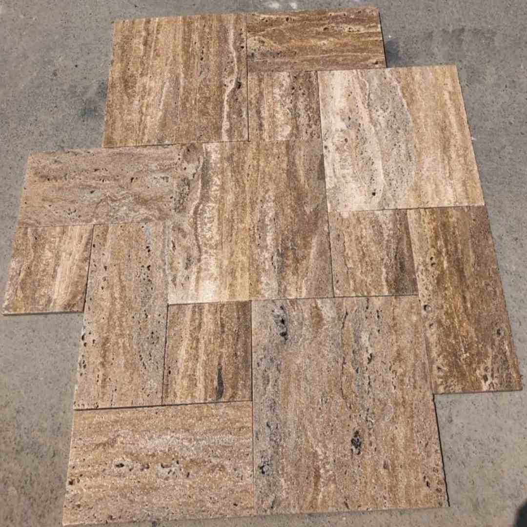 Brow Color Stone Sample PETRA Brushed-Unfilled Tumbled Edge Paver - Hawaii Stone