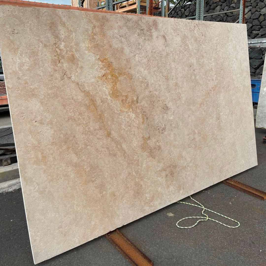 Light Walnut travertine Slab Hawaii Stone Imports