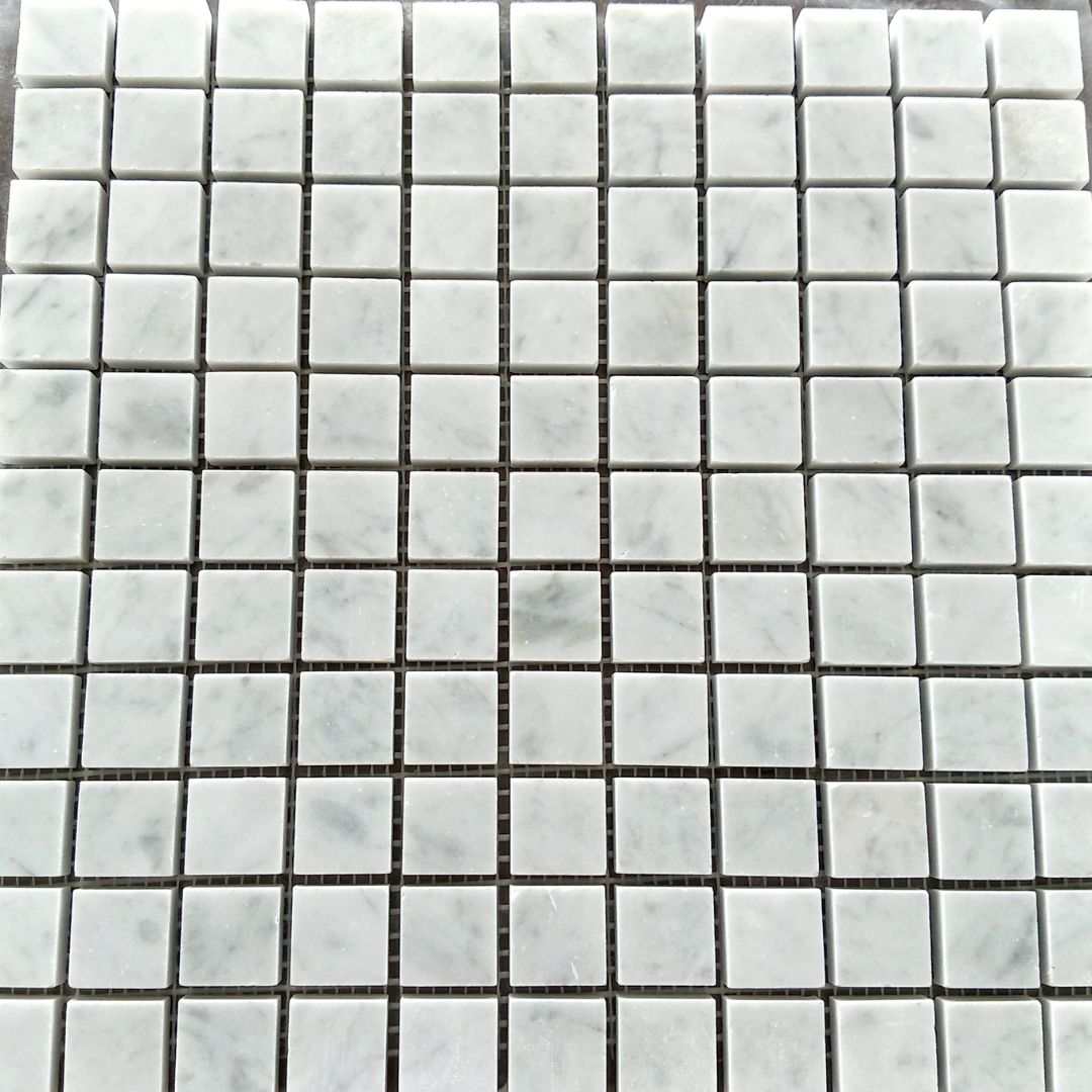 Bianco Carrara Marble Squares 1x1 Mosaic  Hawaii Stone Imports